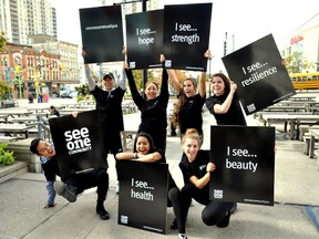 Members of the Dynamic Dozen dance team help kick off the See One Community Campaign, a project by the London InterCommunity Health Centre, at Covent Garden Market in London October 8, 2014. CHRIS MONTANINI\LONDONER\QMI AGENCY