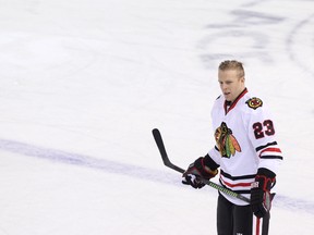 Chicago forward Kris Versteeg (23) is seen during warmup before a NHL game between the Edmonton Oilers and the Chicago Blackhawks at Rexall Place in Edmonton, Alta., on Monday, Nov. 25, 2013. (Ian Kucerak/QMI Agency)