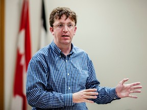 Howard Jones, a senior development officer with Service Canada speaks about the changes to the temporary foreign workers program, during an information session for Whitecourt-area business at the Forest Interpretive Centre in Whitecourt, Alta. on Monday, Sept. 29, 2014. 
Adam Dietrich file photo | Whitecourt Star