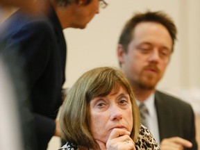 Linda Jarrett, 66, confined to her motorized scooter, asking for changes to the law regarding end of life decisions, at a press conference held at the University of Toronto on Wednesday October 8, 2014. (Stan Behal/Toronto Sun)