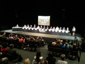 Fourteen council candidates participated in a debate Thursday, Oct. 9, 2014 hosted by the Orléans Chamber of Commerce at the Shenkman Arts Centre. JON WILLING/OTTAWA SUN