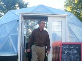 Mayor Jim Watson leaves the biodome at Brewer Park after announcing his environmental platform on Thursday, Oct. 9, 2014. JON WILLING/OTTAWA SUN