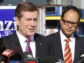 Mayor-elect John Tory, left, and Councillor Denzil Minnan-Wong. (Toronto Sun files)
