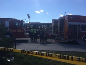 Emergency services at the scene of a fatal TTC collision on Saturday, Oct. 11, 2014. (DON PEAT/Toronto Sun)