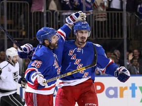 The last time New York Rangers forwards Martin St. Louis (left) and Chris Kreider played a significant game fat Madison Square Garden was during the 2014 Stanley Cup Final. (ADAM HUNGER/USA TODAY Sports files)
