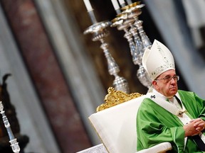 Pope Francis leads a thanksgiving mass for Canadian Saints in St. Peter's Basilica at the Vatican, October 12, 2014. REUTERS/Giampiero Sposito