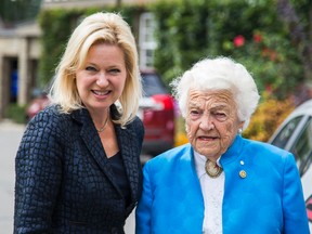 Bonnie Crombie and Hazel McCallion at the Mississauga Country Club on Sept. 19, 2014. (ERNEST DOROSZUK/Toronto Sun)