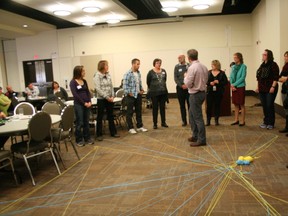 Dr. Michael Ungar asked workshop participants to help with a short exercise during last week’s session at the MacKenzie Conference Centre. The exercise was designed to showcase a young woman and her reach to potential resources available in the community.