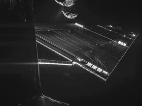 The Rosetta spacecraft captures a "selfie" from 16 km above the surface of Comet 67P/Churyumov-Gerasimengo. ESA/Rosetta/Philae/CIVA