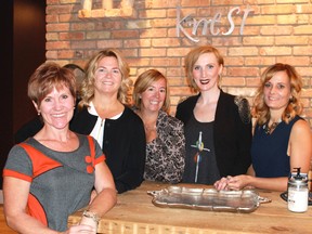 Gallery in the Grove is hosting Cocktails and Couture on Thursday, October 23, an evening of fashion and beauty that will support the Gallery's scholarship fund for high school students interested in pursuing the arts after they graduate. From left to right: Marge Ruth, Lori Peters, Kirsty Kilner Holmes, Jessica Worton and Beth Elnicki. 
(CARL HNATYSHYN/SARNIA THIS WEEK/QMI AGENCY)