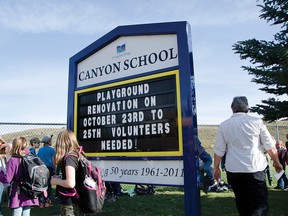 Faculty at Canyon School are asking the public to volunteer and spend some time putting together a new play structure from Oct. 23 to Oct. 25. John Stoesser photos/QMI Agency