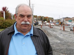 JOHN LAPPA/Sudbury Star file photo
Greater Sudbury mayoral candidate Dan Melanson stands on the side of the road on Regent Street, where road construction is ongoing.