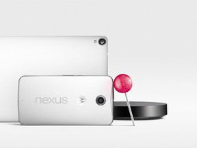 Google unveils its latest devices, the Nexus 6 smartphone, the Nexus 9 tablet and Nexus Player streaming media player. All of which run Android 5.0 Lollipop. (Google)