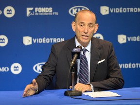 MLS commissioner Don Garber talks in Montreal on June 11, 2014. (SÉBASTIEN ST-JEAN/QMI AGENCY)