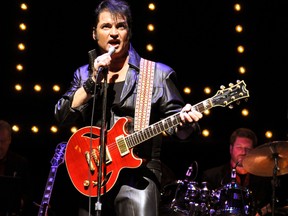 Performer Roy LeBlanc rehearses a scene from Blue Suede Shoes: The King, The Colonel, The Memories at The Grand Theatre in London, Ont. Oct. 14, 2014.  CHRIS MONTANINI\LONDONER\QMI AGENCY