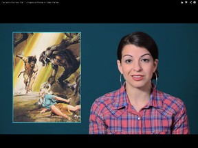 Anita Sarkeesian in a screenshot from "Damsel in Distress: Part 1 - Tropes vs Women in Video Games." (YouTube Screensot)