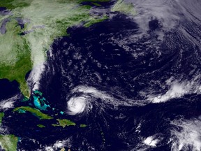 Hurricane Gonzalo is pictured in the Atlantic Ocean in this October 15, 2014 NASA handout satellite image. (REUTERS/NASA/Handout via Reuters)