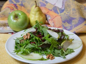 Fall Green Salad with Fruit, Walnuts in a Cider Vinaigrette. (Derek Ruttan/QMI AGENCY)