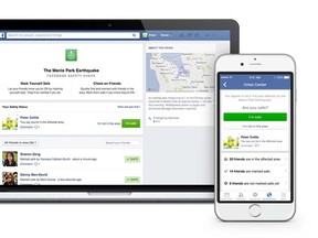 Screenshot of Facebook's Safety Check tool, introduced Oct. 16, 2014. (Supplied)
