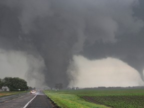 Two tornadoes touch down near Pilger, Nebraska June 16, 2014.

REUTERS/Dustin Wilcox/TwisterChasers