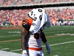 Vontaze Burfict #55 of the Cincinnati Bengals walks off of the field after leaving the game due to an injury on September 14, 2014 in Cincinnati, Ohio. Joe Robbins/Getty Images/AFP