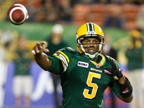 Kerry Joseph brings more than a decade of experience, including seasons with the Eskimos, when he takes the field with the Saskatchewan Roughriders Sunday. (Codie McLachlan, Edmonton Sun)