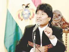 Bolivia?s President Evo Morales speaks during a news conference at the presidential palace in La Paz this week after the main opposition candidate in Bolivia?s election conceded defeat. (David Mercado/Reuters)