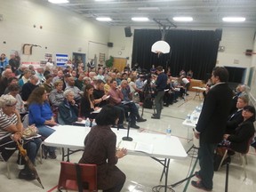 The gym at St. Nicholas Adult School in the Carlington area was packed with residents Thursday night for the River ward debate. JON WILLING/OTTAWA SUN