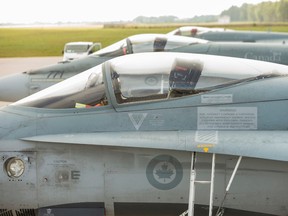 CF-18 Canadian fighter jet's on the tarmac and ready for action at the NATO airbase in the city of Siauliai, the home of the NATO Baltic Air Policing mission in  Lithuania  on Monday September 1, 2014. Ernest Doroszuk/Toronto Sun/QMI Agency