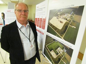 Michael Parker, director of environmental compliance with Clean Harbors in St. Clair Township, is shown in this file photo at an open house held earlier this year in Brigden. The company has submitted an environmental assessment of its plan to expand its hazardous waste landfill near Brigden. FILE PHOTO/THE OBSERVER/ QMI AGENCY