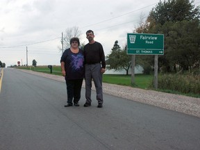 Carolyn and Stephen Plaunt stand near the corner of John Wise Line and Fairview Rd. 

File photo