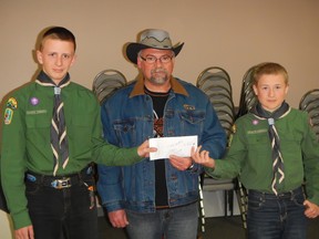 William Murray and Liam Prichard, accepte the cheque.  Submitted Photo