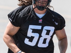 Ottawa RedBlacks DE Connor Williams arrives for practice on June 26, 2014. Errol McGihon/Ottawa Sun/QMI Agency