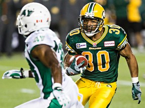 Edmonton running back John White ran for 192 yards the last time the Eskimos played Saskatchewan (Codie McLachlan, Edmonton Sun).