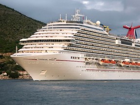 The Carnival Magic cruise ship departs on its nine-day inaugural cruise from Dubrovnik, Croatia, in a May 3, 2011 file photo. REUTERS/Andy Newman/Carnival Cruise Lines/Handout via Reuters
