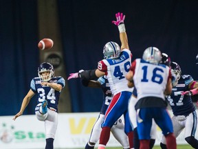 Toronto Argonauts Swayze Waters against the Montreal Alouettesm on Saturday October 18, 2014 in Toronto. (Ernest Doroszuk/Toronto Sun)