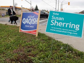 Election signs in Gloucester-South Nepean Ward on Wednesday Oct 15, 2014.  
Tony Caldwell/Ottawa Sun/QMI Agency