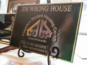 The Kingston Student Housing Co-operative (KSHC), at 397 Brock St., will now be known as the Jim Wrong House in honour of one if its founding members. (Julia McKay/The Whig-Standard)