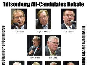 Tillsonburg's All-Candidates Debate at the Tillsonburg Community Centre, Thursday, Oct. 16, hosted by Tillsonburg District Chamber of Commerce was attended by about 300 people. (CHRIS ABBOTT/TILLSONBURG NEWS)