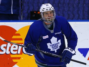 David Clarkson hit the ice at Maple Leafs practice on Monday. (Dave Abel/Toronto Sun)