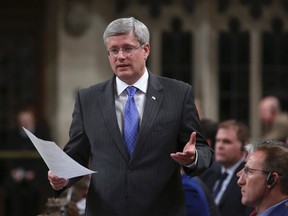 Prime Minister Stephen Harper speaks during Question Period in the House of Commons on Parliament Hill in Ottawa Oct. 20, 2014. REUTERS/Chris Wattie