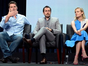 Executive producer Elwood Reid and cast members Demian Bichir and Diane Kruger participate in a panel discussion of 'The Bridge' during FX Networks' portion of the 2014 Television Critics Association Cable Summer Press Tour in Beverly Hills on July 21, 2014. (REUTERS/Kevork Djansezian)