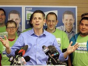 Mayoral candidate Brian Bowman was one of several candidates out Tuesday trying one final time to convince Winnipeggers to vote for him. (Brian Donogh/Winnipeg Sun file photo)