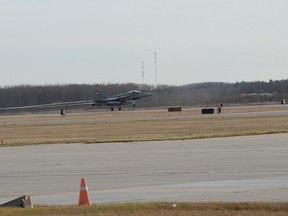 A CF-18 fighter jet takes off from 4 Wing Cold Lake, headed to the middle east to battle ISIS fighters.