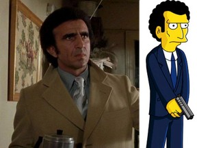 Frank Sivero as mobster Frankie Carbone in "Goodfellas," and "The Simpsons" character Louis. (Handout photos)