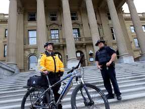 Extra security on hand at the Alberta Legislature in Edmonton, Alberta on Wednesday, October 22, 2014. The sheriffs were increased due to the shooting of a honour guard at the Parliament in Ottawa. Perry Mah/Edmonton Sun