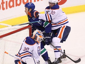 Oilers forward Nail Yakupov has taken strides in his defensive play, backchecking hard and throwing hits. (Carmine Marinelli, QMI Agency)