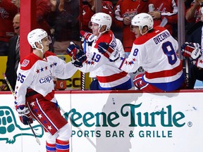 Capitals Centre Andre Burakovsky, left, has notched five points since the beginning of the season. (USA TODAY)