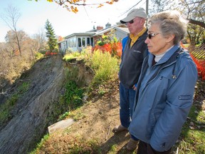 Susan and David Shuttleworth are watching their home get closer and closer to falling off a cliff into the Thames River near Delaware. Mike Hensen/The London Free Press/QMI Agency