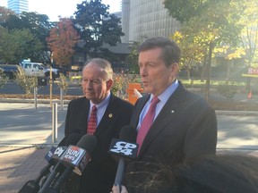 Liberal MPP Monte Kwinter officially endorsing John Tory on Thursday, Oct. 23, 2014. (DON PEAT/Toronto Sun)